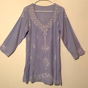 Embroidered Light Blue Women’s Boho Tunic
